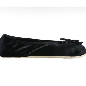 Isotoner Womens XL 9.5-10.5 Satin Classic Ballerina Flat Slippers Black New‎
